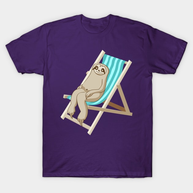 Funny sloth in a deck chair T-Shirt by spontania